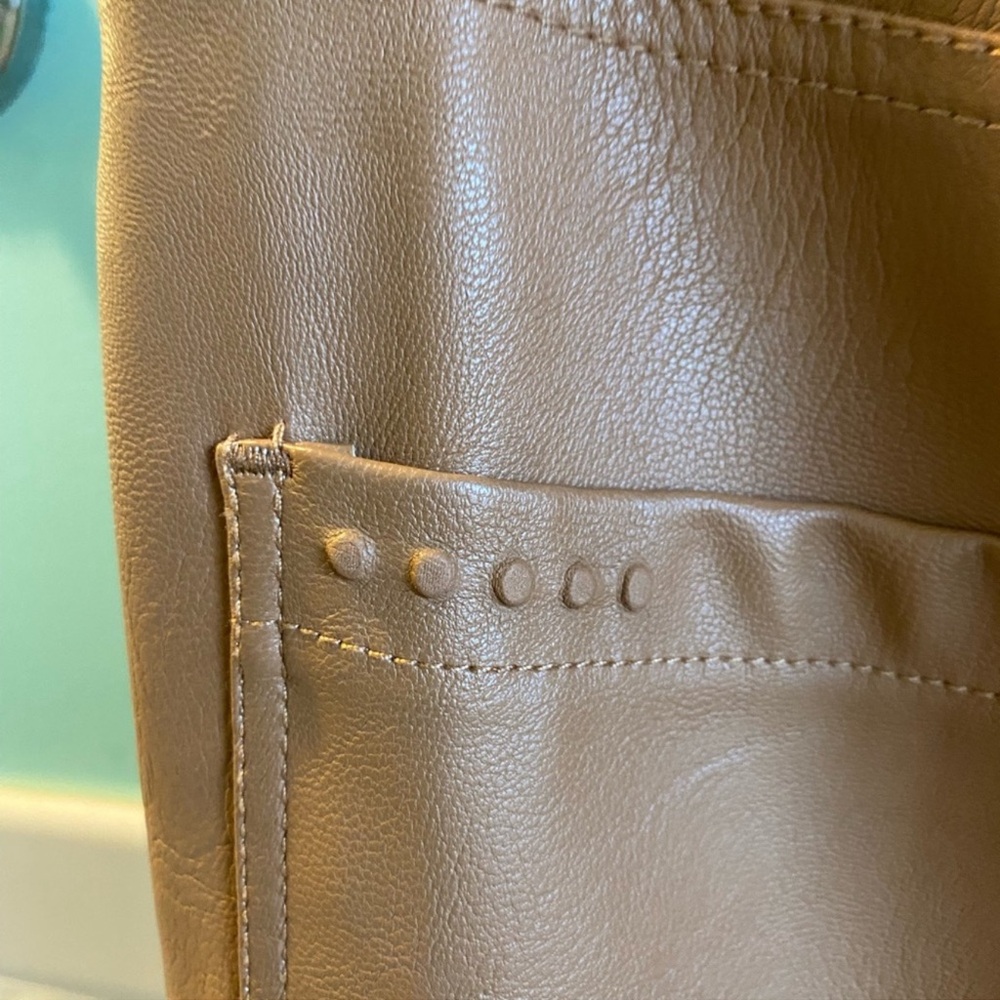 Camel Vegan Leather Pants - Picture 7 of 8